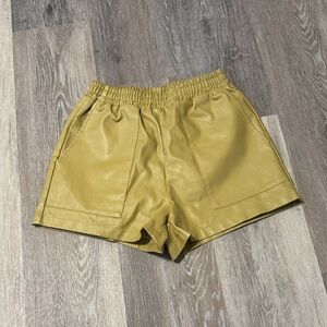 Pretty Little Things- Faux Leather Women's Shorts - Gold/Mustard Yellow-Size 0.